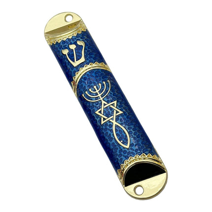 4.1inch Jewish Mezuzah Case Cover Door Ornament for Welcoming and Protection Blue