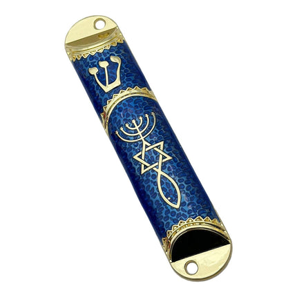 4.1inch Jewish Mezuzah Case Cover Door Ornament for Welcoming and Protection Blue
