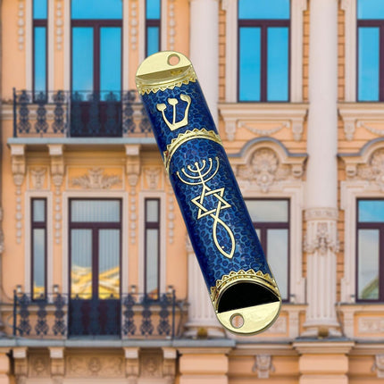 4.1inch Jewish Mezuzah Case Cover Door Ornament for Welcoming and Protection Blue