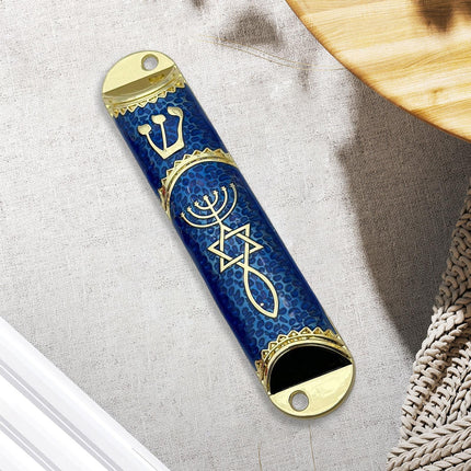4.1inch Jewish Mezuzah Case Cover Door Ornament for Welcoming and Protection Blue
