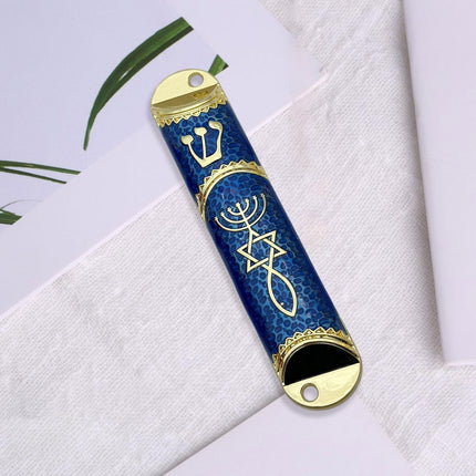 4.1inch Jewish Mezuzah Case Cover Door Ornament for Welcoming and Protection Blue