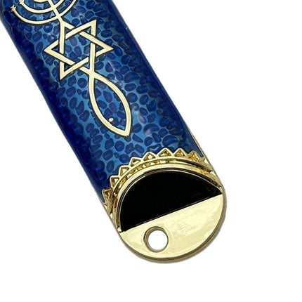 4.1inch Jewish Mezuzah Case Cover Door Ornament for Welcoming and Protection Blue