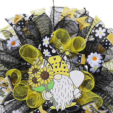 42cm Artificial Bee Theme Flower Wreath Handmade for Outside Farmhouse Decor Single Hand Holding