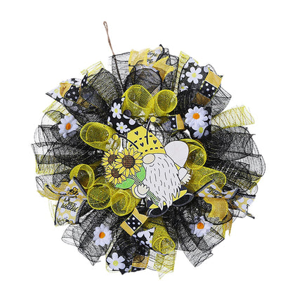 42cm Artificial Bee Theme Flower Wreath Handmade for Outside Farmhouse Decor Single Hand Holding