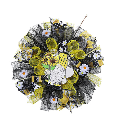 42cm Artificial Bee Theme Flower Wreath Handmade for Outside Farmhouse Decor Single Hand Holding