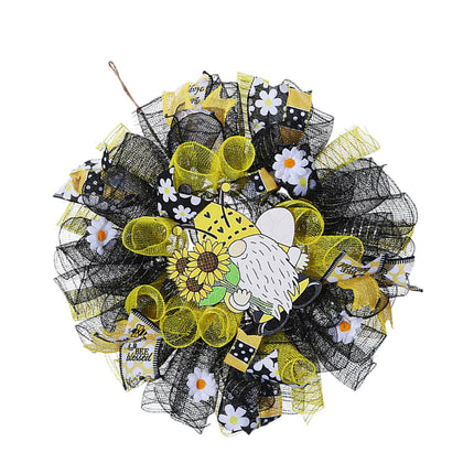 42cm Artificial Bee Theme Flower Wreath Handmade for Outside Farmhouse Decor Single Hand Holding