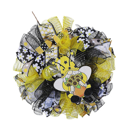 42cm Artificial Bee Theme Flower Wreath Handmade for Outside Farmhouse Decor Both Hands Holding