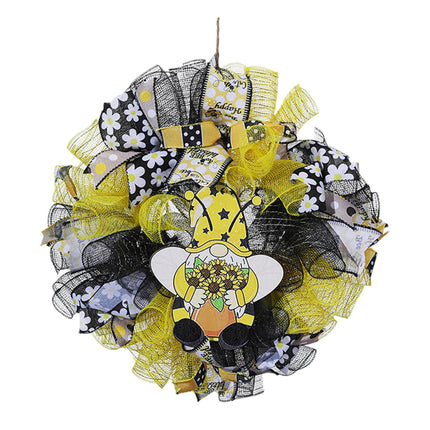 42cm Artificial Bee Theme Flower Wreath Handmade for Outside Farmhouse Decor Both Hands Holding