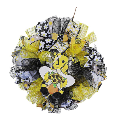 42cm Artificial Bee Theme Flower Wreath Handmade for Outside Farmhouse Decor Both Hands Holding
