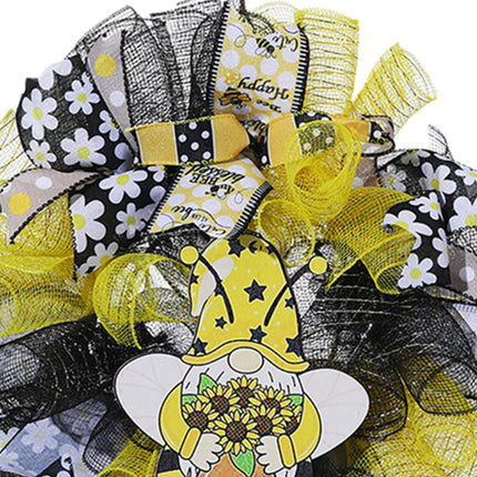 42cm Artificial Bee Theme Flower Wreath Handmade for Outside Farmhouse Decor Both Hands Holding