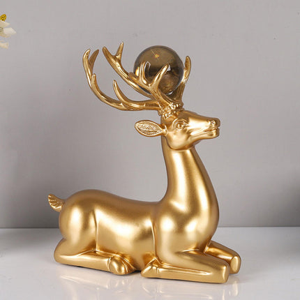 2Pcs Resin Deer Statue Crafts Reindeer Figurines for Bedroom Shelf Farmhouse
