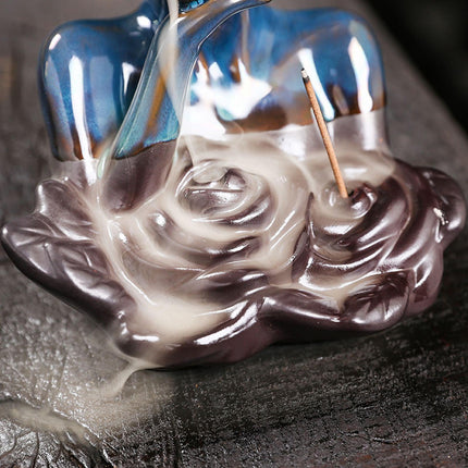 Backflow Incense Burner Ceramic Censer for Yoga Livingroom Table Centerpiece