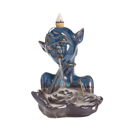 Backflow Incense Burner Ceramic Censer for Yoga Livingroom Table Centerpiece