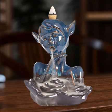 Backflow Incense Burner Ceramic Censer for Yoga Livingroom Table Centerpiece