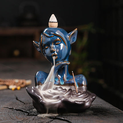 Backflow Incense Burner Ceramic Censer for Yoga Livingroom Table Centerpiece