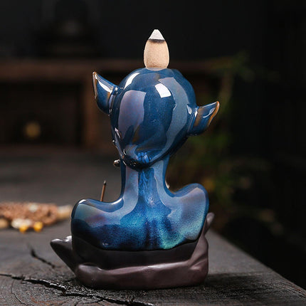 Backflow Incense Burner Ceramic Censer for Yoga Livingroom Table Centerpiece