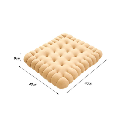 Biscuit Shape Cushion Decorative Soft Floor Cushion for Gift Living Room Bar Square Beige