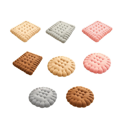 Biscuit Shape Cushion Decorative Soft Floor Cushion for Gift Living Room Bar Square Beige
