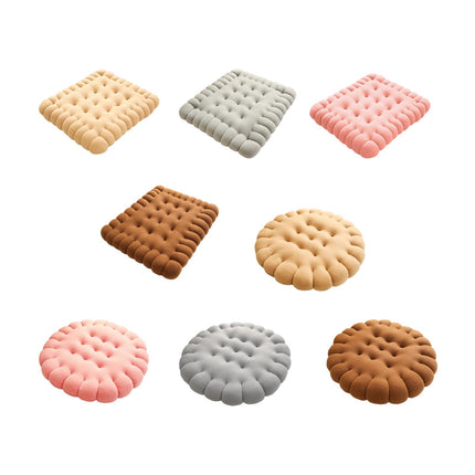 Biscuit Shape Cushion Decorative Soft Floor Cushion for Gift Living Room Bar Square Beige