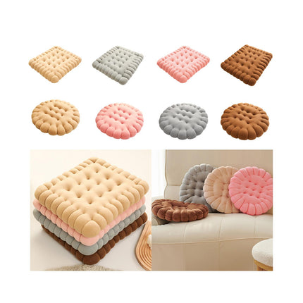 Biscuit Shape Cushion Decorative Soft Floor Cushion for Gift Living Room Bar Square Beige