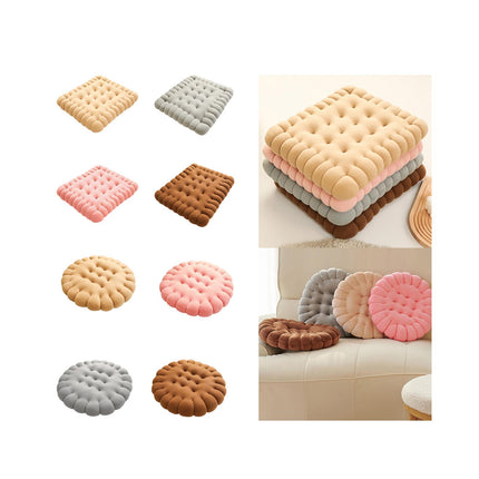 Biscuit Shape Cushion Decorative Soft Floor Cushion for Gift Living Room Bar Square Beige