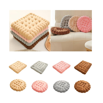 Biscuit Shape Cushion Decorative Soft Floor Cushion for Gift Living Room Bar Square Beige