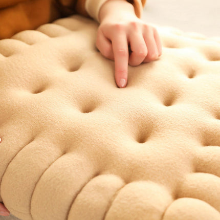 Biscuit Shape Cushion Decorative Soft Floor Cushion for Gift Living Room Bar Square Beige