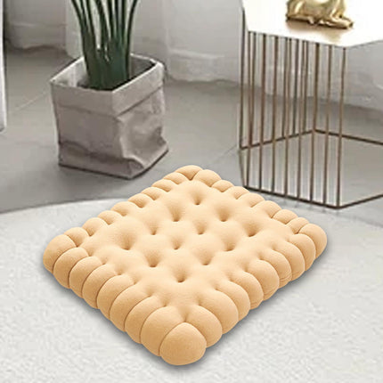 Biscuit Shape Cushion Decorative Soft Floor Cushion for Gift Living Room Bar Square Beige