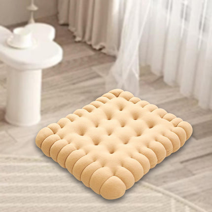 Biscuit Shape Cushion Decorative Soft Floor Cushion for Gift Living Room Bar Square Beige