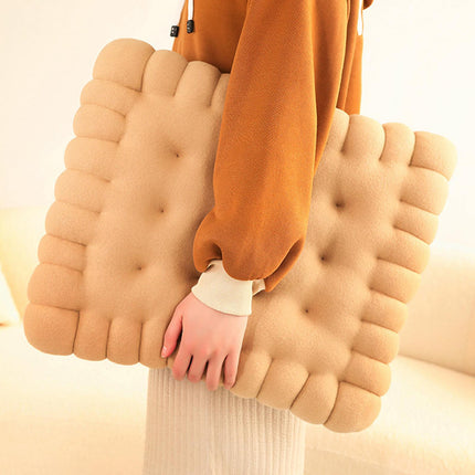 Biscuit Shape Cushion Decorative Soft Floor Cushion for Gift Living Room Bar Square Beige