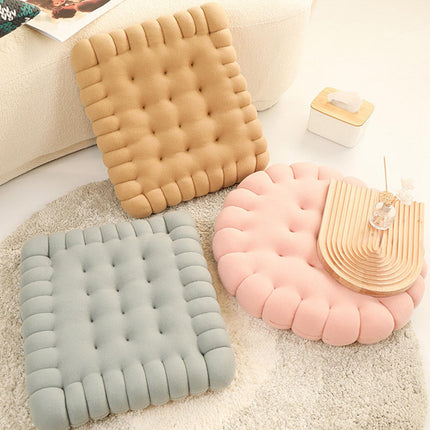Biscuit Shape Cushion Decorative Soft Floor Cushion for Gift Living Room Bar Square Grey