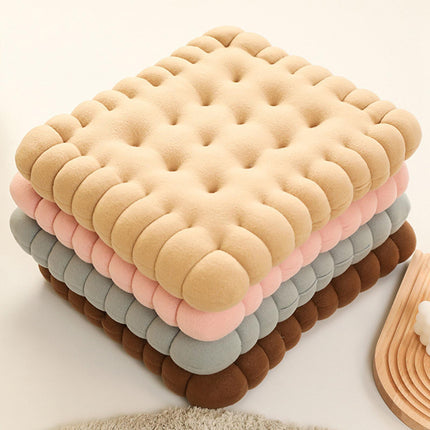 Biscuit Shape Cushion Decorative Soft Floor Cushion for Gift Living Room Bar Square Grey
