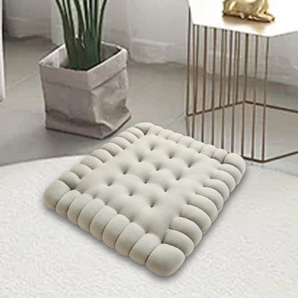 Biscuit Shape Cushion Decorative Soft Floor Cushion for Gift Living Room Bar Square Grey