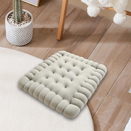 Biscuit Shape Cushion Decorative Soft Floor Cushion for Gift Living Room Bar Square Grey