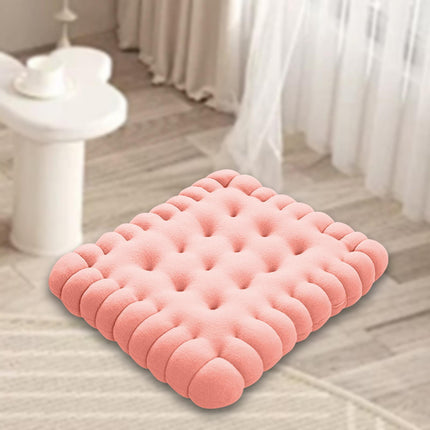 Biscuit Shape Cushion Decorative Soft Floor Cushion for Gift Living Room Bar Square Pink