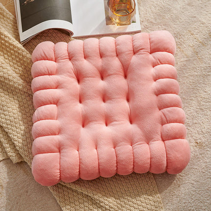 Biscuit Shape Cushion Decorative Soft Floor Cushion for Gift Living Room Bar Square Pink