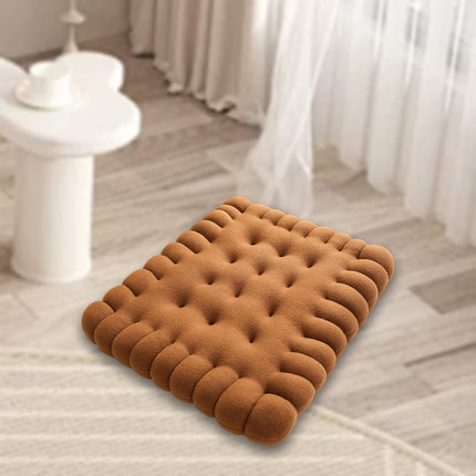 Biscuit Shape Cushion Decorative Soft Floor Cushion for Gift Living Room Bar Square Dark Brown