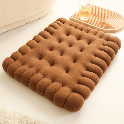 Biscuit Shape Cushion Decorative Soft Floor Cushion for Gift Living Room Bar Square Dark Brown