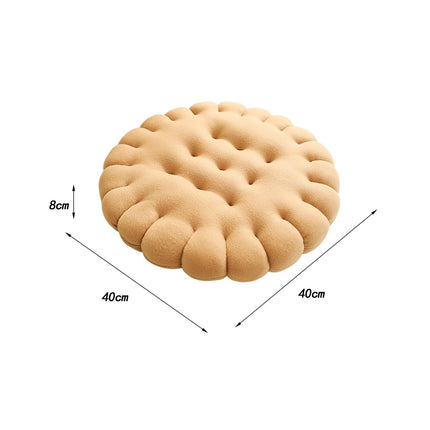 Biscuit Shape Cushion Decorative Soft Floor Cushion for Gift Living Room Bar Round Beige