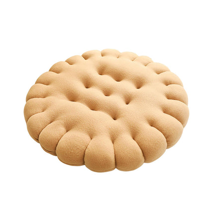 Biscuit Shape Cushion Decorative Soft Floor Cushion for Gift Living Room Bar Round Beige