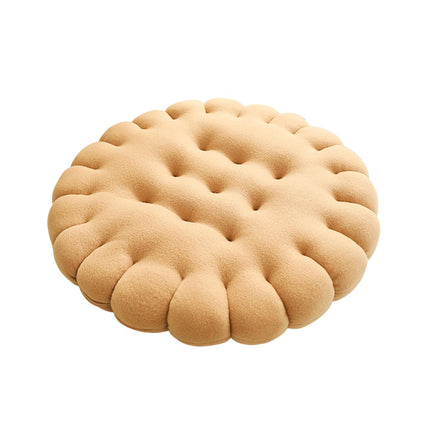 Biscuit Shape Cushion Decorative Soft Floor Cushion for Gift Living Room Bar Round Beige