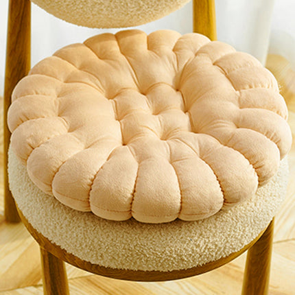 Biscuit Shape Cushion Decorative Soft Floor Cushion for Gift Living Room Bar Round Beige