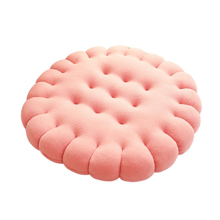 Biscuit Shape Cushion Decorative Soft Floor Cushion for Gift Living Room Bar Round Pink