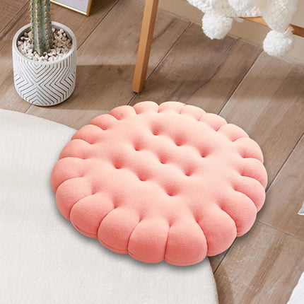 Biscuit Shape Cushion Decorative Soft Floor Cushion for Gift Living Room Bar Round Pink