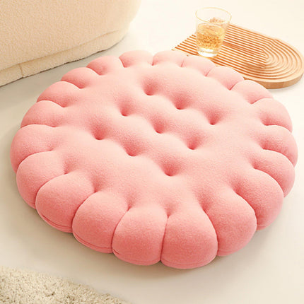 Biscuit Shape Cushion Decorative Soft Floor Cushion for Gift Living Room Bar Round Pink