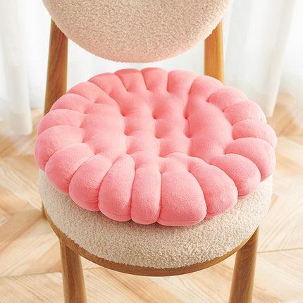 Biscuit Shape Cushion Decorative Soft Floor Cushion for Gift Living Room Bar Round Pink