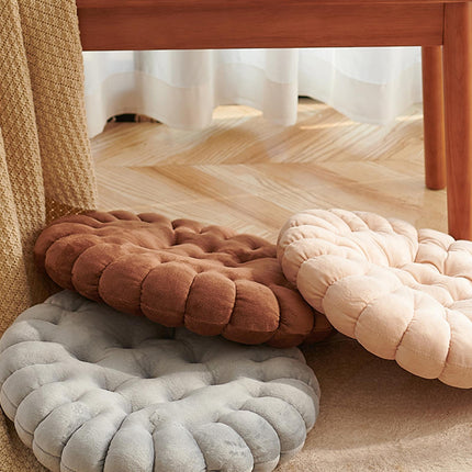 Biscuit Shape Cushion Decorative Soft Floor Cushion for Gift Living Room Bar Round Grey