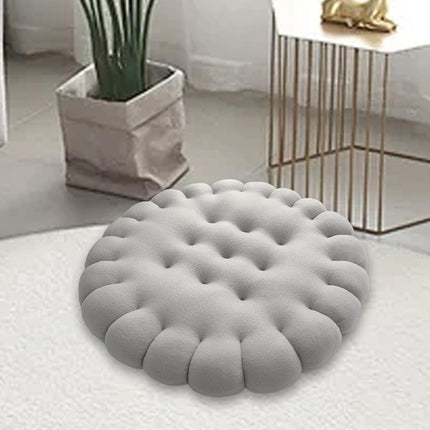 Biscuit Shape Cushion Decorative Soft Floor Cushion for Gift Living Room Bar Round Grey