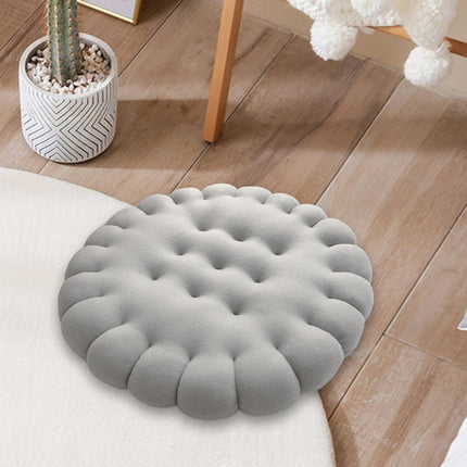 Biscuit Shape Cushion Decorative Soft Floor Cushion for Gift Living Room Bar Round Grey
