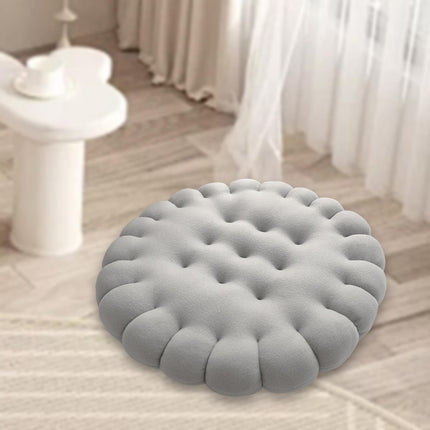 Biscuit Shape Cushion Decorative Soft Floor Cushion for Gift Living Room Bar Round Grey